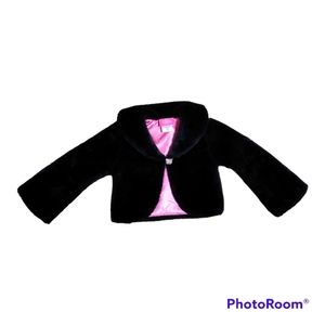 Hello Kitty Princess Toddler Girl's Black Faux Fur Shrug With Pink Lining 3T